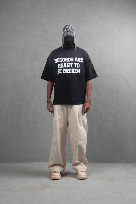 Records Tee – Contrast Jet Black